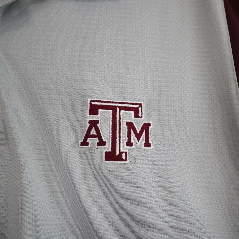 Texas A&M Aggies Polo Shirt Mens‎ Large Adidas ClimaCool Golf Gray Short Sleeve